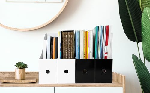 Limitliho 24 Pack Cardboard Magazine Holder, Magazine File Holder for Home, Office, Desk, 10.6'' H×10.2'' L ×3.5''W Magazine Storage Box (12 Pack White and 12 Pack Black) - color: Black and White