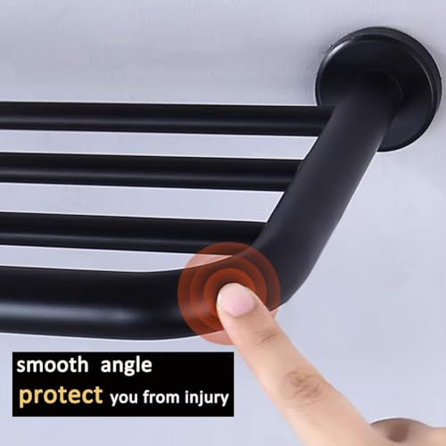 Hotel Towel Racks for Bathroom Wall Mounted, 24 Inch Towel Shelf for Bathroom, 2-Tier Bathroom Towel Rack, Black - color: Black, size: 24Inches 2PCS