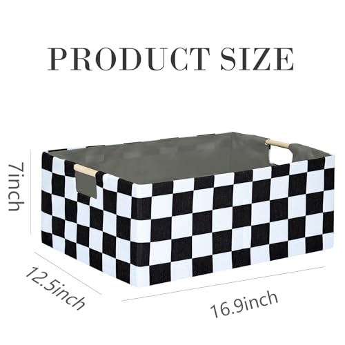 Checkered Storage Basket Room Decor Gifts Basket Foldable Nursey Box Kids Hamper Storage Cube for Women Closet Organizer Boys Car Toys Bins with Handles - color: Checkered