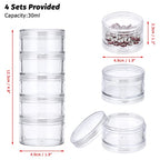 Hipiwe 4 Set Stackable Cosmetic Containers with Screw Lids Plastic Sample Jars 30ml Clear Empty Jars Makeup Sample Containers Nail Accessories Organizer - size: 4Packs 1.9"D x 4.8"H