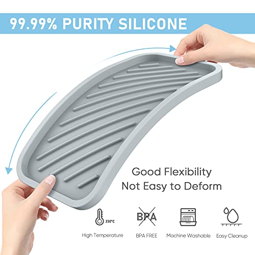 EG-SIPRO Kitchen Sink Organizer Tray,Sponge Holder for Kitchen Sink Bathroom Counter Tray Sponge Caddy Silicone Soap Holder for Soap Dispenser, Bottle, Dishwashing Accessories(2-Pack) - color: Grgr, size: 10×5.2inch