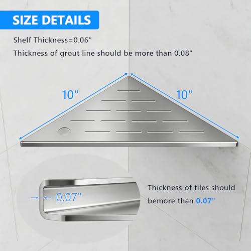 Shower Shelves, Corner Shower Shelf, 304 Stainless Steel Shower Caddy with Razor Hole, Shower Shelf for Inside Shower, Modern Sturdy Shelves for Tile Walls, Bathroom Shelves (Silver) - color: Silver