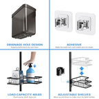 Aitatty Corner Shower Caddy Tension Pole: 4 Tier adjustable Rustproof Bathroom Organizer Shelves - Bathtub shampoo rack 31-124 inch