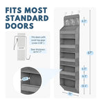 Over The Door Organizer Hanging with 5 Large & 6 Side Pockets 5 Tier Behind Door Storage 50 lbs for Closet, Nursery, Bathroom Door Organizer, 1 Pack, Grey