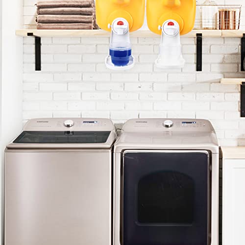 Laundry Detergent Cup Holder, Fabric Softener Drip Catcher, Firmly Holds on Bottle Spouts, Keeps Washer Dryer and Floor Clean and Organized - Pack of 2