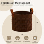 boldmonkey Blanket Basket 15 " x15 x13 2 Pack, Fabric Large Basket with Leather Handle, Dirt Clothes Laundry Basket Round for Babies, Dogs and Living Room-Brown - color: Wood Brown