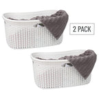 Mind Reader 40L Laundry Basket, Clothes Hamper, Wicker Design, Plastic, 23"L x 14.5"W x 11"H, Set of 2, White - color: White