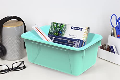 Storex Small Cubby Bins, Pack of 5, 12.2 x 7.8 x 5.1 Inches, Teal (62420U05C) - color: Teal, style: Bin Only