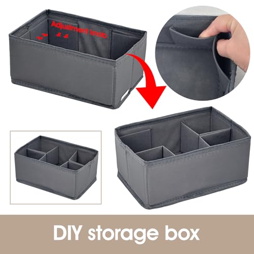VERONLY Cosmetic Storage Bins Makeup Organizer, Adjustable Multifunction Storage Box Desk Drawer Divider for Makeup Brushes, Bathroom Countertop or Dresser, Set of 4 - style: Gray 4PC