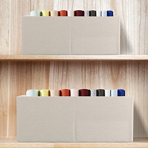 Fabric Storage Bin Box Foldable Cotton Linen Storage Basket with Wooden Handles Rectangular Cube Decorative Home Laundry Organizer Clothes Blanket Container - Beige, Small - color: Beige, size: Small