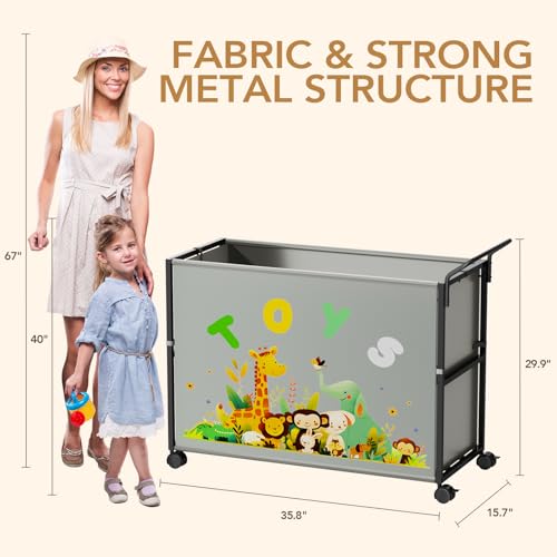 BBLIKE Toy Box for Kids - 200L Extra Large Toy Chest Storage with Wheels for Boys and Girls, Toy Organizer Bin for Stuffed Animals, Toy Basket for Bedroom, Nursery, Living Room, Playroom, Gray - color: Grey