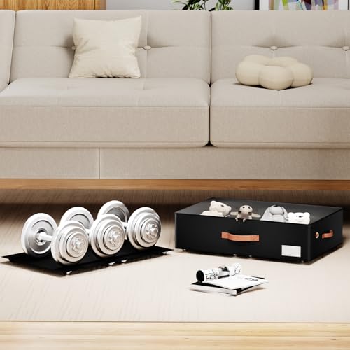 Underbed Storage With Wheels,Large Capacity 7.5 inches Height Storage Bins,Rolling Underbed Shoe Storage Containers,dorm Storage Drawers for clothes & blankets - color: black, size: 7.5inch height