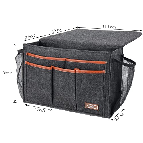 Zafit Bedside Caddy, Large Size Bedside Storage Organizer Bedside Organizer Caddy for Magazine Remotes Phone (13.4'' x 18.1'' Plus Size, Dark Grey) - color: Dark Grey, size: 13.4'' x 18.1'' Plus Size