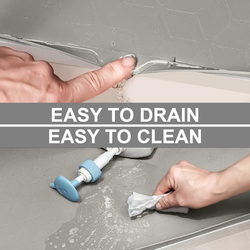 Under Sink Mat, 34" x 22" Waterproof Silicone Under Sink Tray for Kitchen & Laundry Cabinets, Kitchen Cabinet Shelf Protector, Up to 3.3 Gallons Liquid, Fits 36 inch Standard Cabinet(Grey) - color: Khaki, size: 22"W x 34"L
