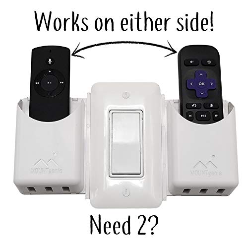 The No-Screwups Remote Control Holder by Mount Genie (White): Wall Mount with No Damaging Screws or Tape. Installs in Seconds on Any Light Switch. Great for TV, Ceiling Fan and Roku Remotes. - color: White