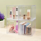 STORi Audrey Stackable Bin Clear Plastic Organizer Drawers | 2 Piece Set | Organize Cosmetics and Beauty Supplies on a Vanity | Made in USA - size: 6.75" Tall Set