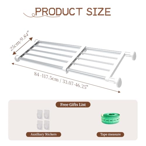 Hershii Expandable Shelf Rod Closet System Heavy Duty Clothes Hanger Adjustable DIY Storage Organizer Shoe Rack - color: Ivory, size: 29.4 - 46.25 inches