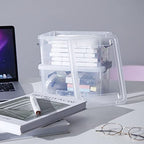 Anywish Small Storage Bins with Lids 3.2 QT Plastic Storage Containers for Organizing Stackable Clear Storage Boxes,Clear White(6 Packs)