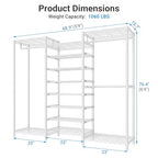 VIPEK S3 Freestanding Clothes Rack Heavy Duty Garment Rack 6-Tier Shoe Racks Closet Storage Organizer Large Wardrobe, Hanging Rod, Adjustable Metal Shelf, 68.9" L x 15.7" W x 76.4" H, White - color: White, style: S3