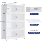 160Gal/640QT 4-Tiers Extra Large Stackable Storage Bins with Lid, Collapsible Cabinet Closet Organizer Plastic Container Box with Wheels Doors Drawers for Living Room Kitchen Office, White - size: 40Gal, style: 4Pack