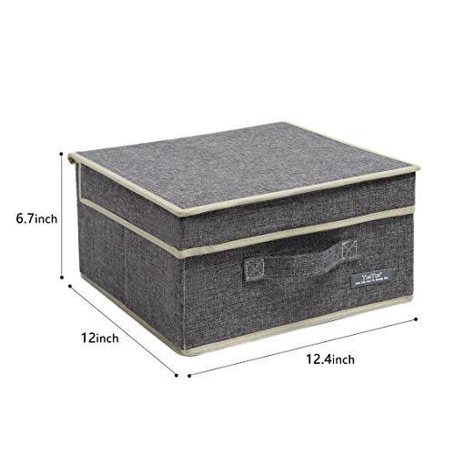 YueYue Cloth Foldable Fabric Bins Box Storage - 2 Pack 12.4 X 12 X 6.7 Inch Storage Bins With Lids Organizer Basket Gray - Bins Storage Shelves Closet Boxes Pack Collapsible - color: Grey, size: 12.4in/12in/6.7in