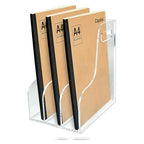 3-Tier Clear Acrylic File Holder, Vertical Document Organizer for Magazines, Binders, Notebooks & Envelopes - Multi-Purpose Desk Storage for Home Office（A4,3 Sections） - size: A4, 3 Sections
