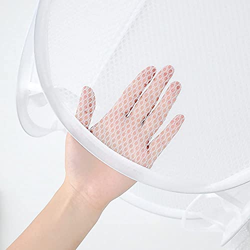 Pop up Laundry Hamper, Portable Foldable Mesh Clothes Hamper for Kids Room, College Dorm or Travel, Collapsible Laundry Basket for Storage, White - color: White