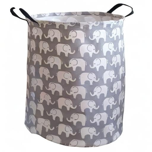 KUNRO Kids Laundry Hamper Clothes Gift Basket Storage Laundry Baskets Organizer Bin with Handles for Nursery Room (Elephant) - color: Elephant