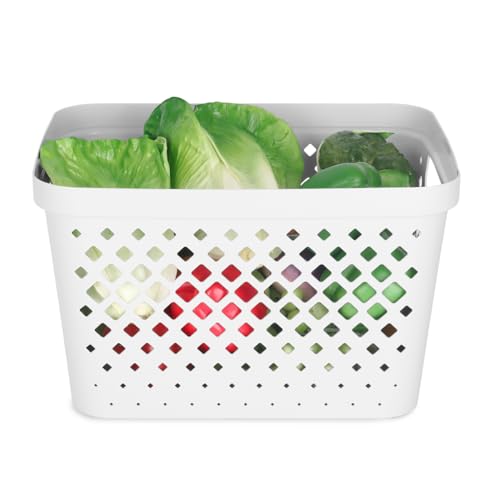 Glad Plastic Storage Basket Set, Value Pack of 6 | Open Storage Bins for Shelves, Bathroom, Pantry, Closet | Nesting Organizer Boxes with Handles, 4 Gallon, White - color: White, size: 4 Gallon