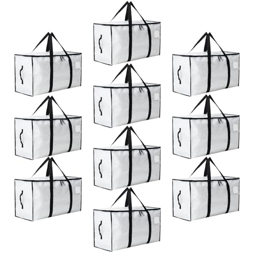 Moving Bags Heavy Duty Extra Large, Moving Boxes, Moving Supplies Essentials, Blue Storage Bins with Lids, Plastic Packing Totes, Storage Bags for Clothes with Handles & Zippers(White, 10 Pack) - color: White, size: 10 Pack