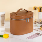 Makeup Bag Vanity Case Cosmetic Bag with Removable Divider Travel Toiletry Bag for Women Portable Make up Box Organizer, Brown - color: Brown