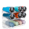 spospo Stackable Water Bottle Organizer, Large Compartment Water Bottle Holder, 3 Tier Water Bottle Organizer for Cabinet, Water Bottle Rack for Kitchen Organization and Storage - Hold 12 Bottles - size: 3 Pack
