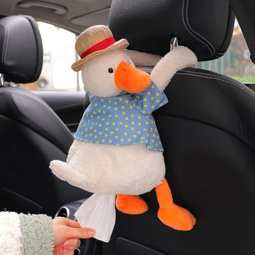 Tissue Box Cover Plush Tissue Box Holder for Car, Home, Decorative Holder/Organizer for Bathroom Vanity Countertop, Nightstands, Office Desk-Duck - color: Duck