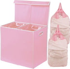 Simple Houseware Double Laundry Hamper with Lid and Removable Bags, Pink - color: Pink