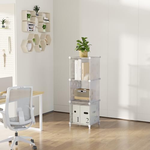 UNKU Cube Storage Organizer, 3 Cube Closet Organizer Storage Shelves, DIY Stackable Bookcase, Clothes Organizer Shelf for Closet, Bedroom, Living Room, Cabinet, Home, Office, Translucent - color: Clear, size: 3cube