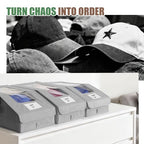 Hat Organizer for Baseball Caps, 2 Pack Stackable Hat Storage Boxes with Clear Window, Holds up to 28 Caps, Foldable Hat Organizer for Closet & Shelf, Grey