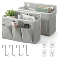 2-Pack Wall Hanging Storage Bag, Over the Door Organizer with Large Mesh Pockets, Hanging Wall Basket Storage for Pantry, Bedroom, Bathroom, Heavy Duty Wall Mounted Storage for Dorm,Closet (Grey)