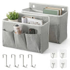 2-Pack Wall Hanging Storage Bag, Over the Door Organizer with Large Mesh Pockets, Hanging Wall Basket Storage for Pantry, Bedroom, Bathroom, Heavy Duty Wall Mounted Storage for Dorm,Closet (Grey)