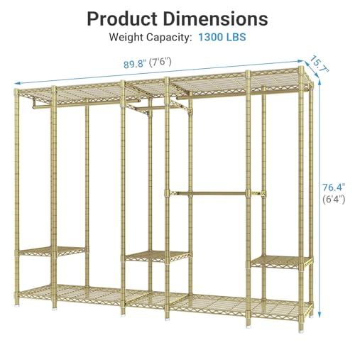 VIPEK V50 Closet Organizer System, Extra Large Heavy Duty Clothes Rack with Adjustable Shelves, Freestanding Modern Wardrobe for Bedroom, Walk-in Closet, Dressing Room, 1300 lbs Capacity, Gold - color: Gold