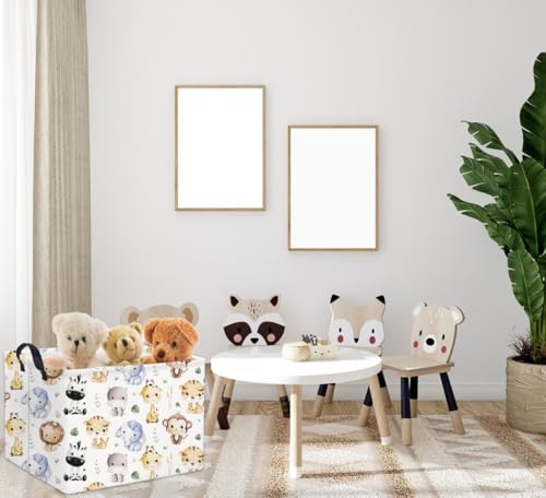 HIYAGON Rectangular Animal Basket Baby Kids Storage Basket for Boys Animal Room Decor Cute Toy Storage Organizer Bins Bedroom(4 Animals Pattern) - color: 4 Animals Pattern