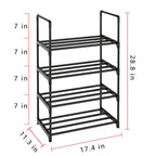 Metal Stackable Small Shoe Rack Organizer, Narrow Shoe Racks for Closets Entryway, Shoe Stand,Shoe Shelf with Handle(4-Tier-Black) - size: 4-Tier-Black