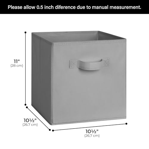 Cupic Cupid 11x11 Storage Cubes, 6 Pack Open Storage Bins with Handles, Storage Cube Organizer for Clothes and Toys, Collapsible Cube Bins for Closet, Shelves, Offices, Gray - color: Gray, size: 11 Inch