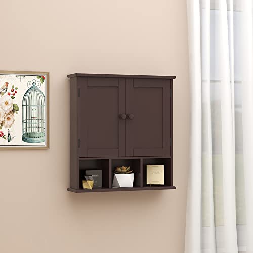 TaoHFE Brown Medicine Cabinets,Bathroom Wall Cabinet with 2 Door Adjustable Shelves,Over The Toilet Storage Cabinet,Espresso Bathroom Cabinet Wall Mounted for Laundry Room Kitchen - color: Espresso
