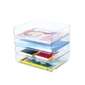 4 Tier Stackable A4 Paper Trays, Office Desk File Holder, Tidy File Document Letter Book Paper Organizer (4 Tiers,Clear) - color: Clear, size: 4 tiers