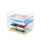 4 Tier Stackable A4 Paper Trays, Office Desk File Holder, Tidy File Document Letter Book Paper Organizer (4 Tiers,Clear) - color: Clear, size: 4 tiers