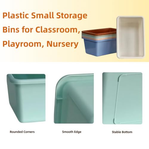RAUVOLFIA 6 Pack Small Cubby Bin Storage Bins, Multi-Purpose Plastic Storage Bins Stackable Organizer Storage Cubbies for Home, Playroom, Classroom (Boho) - color: Boho