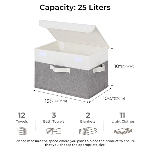 GRANNY SAYS Fabric Storage Boxes, Memory Keepsake Box, Large Storage Bins with Lids, Closet Organizers, Toy Box, Storage Baskets for Shelves, White/Gray, 2-Pack - color: White/Gray, size: Large-2 Pack