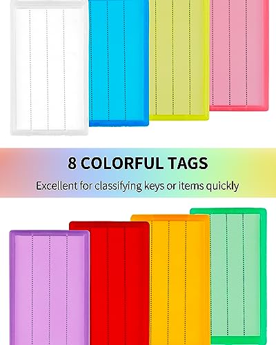 Uniclife Key Tag Rack Slot and Hook Style Plastic Wall Mounted Key Holder Organizer with Transparent Tough Key Tag Identifiers Markers in 8 Assorted Colors, 2 Pack - size: 10.4'' x 2.8'', 2 Pack, style: 2 Styles