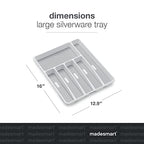madesmart Classic Large Silverware Tray - White |CLASSIC COLLECTION | 6-Compartments| Kitchen Drawer Organizer | Soft-Grip Lining and Non-Slip Rubber Feet | BPA-Free - size: Classic 6 Compartment