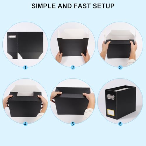 Collapsible File Organizer Box with Handle,12.20x5.11x9.84Inches, Filing Organizer for Home or Office, Small Portable File Box (1 Pack, Black-Yellow) - color: Black-Yellow, style: 1 Pack